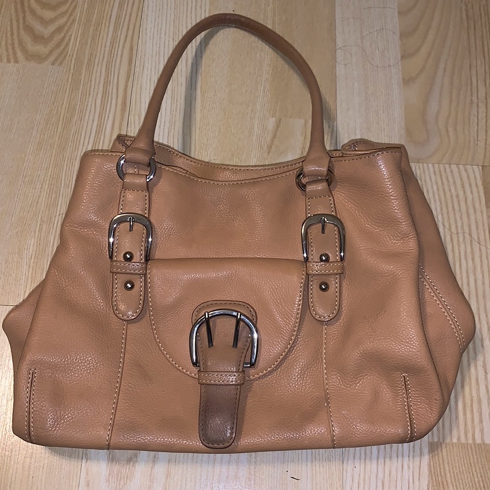 Vintage Tiagnello Beige Leather Shoulder Bag